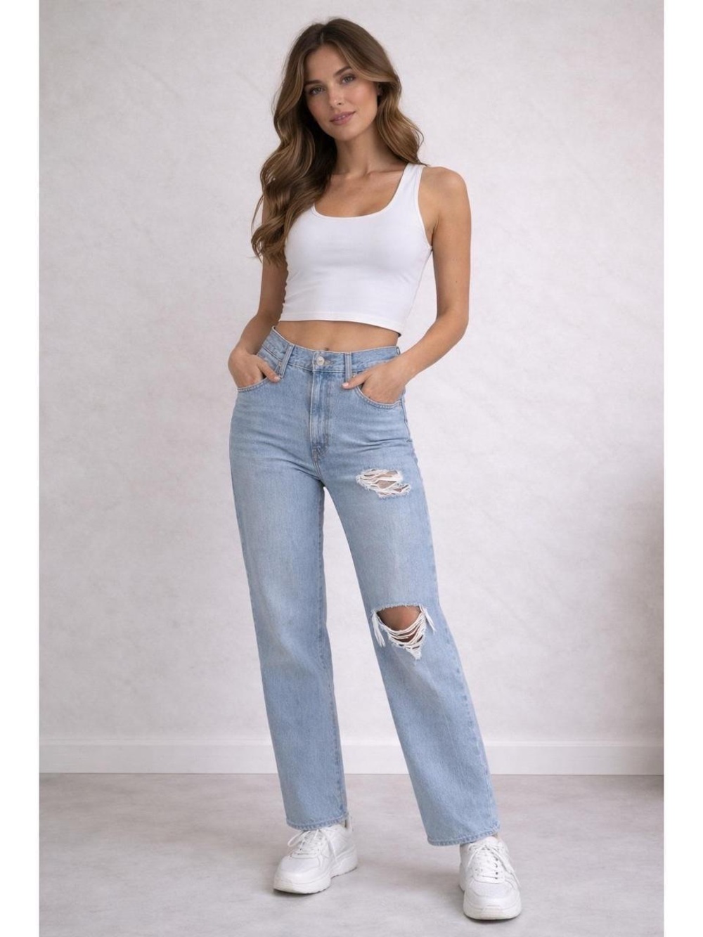 Levi’s 94 Baggy Light Wash Distressed Jeans